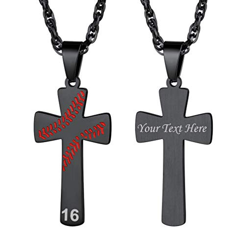PROSTEEL Black Cross Necklace for Men Baseball Necklace Baseball Gifts Custom Chain Personalized Necklaces Custom Number Necklace PROSTEEL Black Cross Necklace for Men Baseball Necklace Baseball Gifts Custom Chain Personalized Necklaces Custom Number Necklace