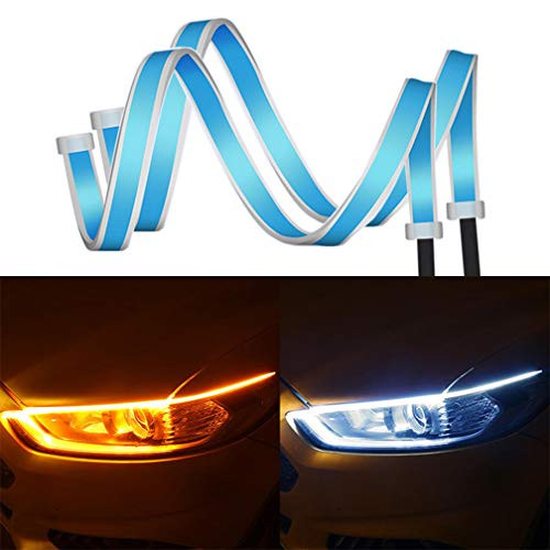 Car LED Strip Light - HALOYIVGO 2 Pcs 24 inch Dual Color Daytime Running Lights White - Amber Switchback Sequential Lamp Turn Signal Lights - LED Headlight Surface Strip Tube Lights Car LED Strip Light - HALOYIVGO 2 Pcs 24 inch Dual Color Daytime Running Lights White - Amber Switchback Sequential Lamp Turn Signal Lights - LED Headlight Surface Strip Tube Lights