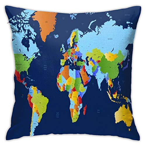 BJfuda Throw Pillow Covers 18x18 Inches,Sofa Square Decorative Throw Pillow Case Brown Abstract Color World Map Africa America Asia Atlas Australia Border BJfuda Throw Pillow Covers 18x18 Inches,Sofa Square Decorative Throw Pillow Case Brown Abstract Color World Map Africa America Asia Atlas Australia Border
