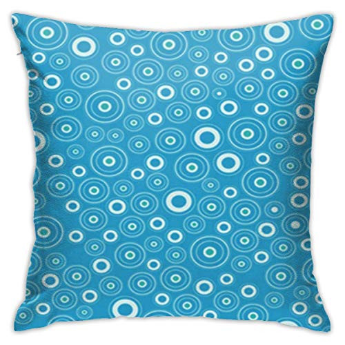 BJfuda Throw Pillow Covers 18x18 Inches,Sofa Square Decorative Throw Pillow Case Seamless Wallpaper Pattern with Round Wheel and Bubble Design Blues