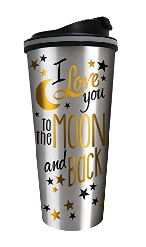 Spoontiques Moon & Back Stainless Steel Travel Mug, Silver