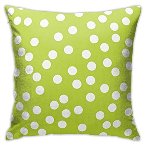 BJfuda Throw Pillow Covers 18x18 Inches,Square Decorative Throw Pillow Cases for Sofa Bedroom Car Lime Green White Polka Dot