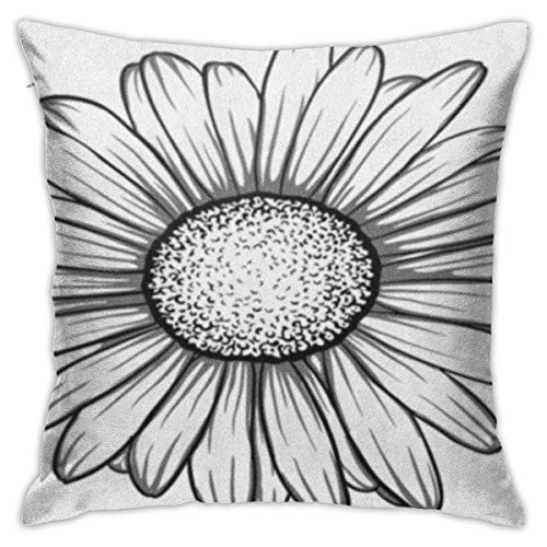 BJfuda Throw Pillow Covers 18x18 Inches,Sofa Square Decorative Throw Pillow Case Beautiful Monochrome Black White Daisy Flower of The Wedding Birthday Valentine Day Mother Seasonal