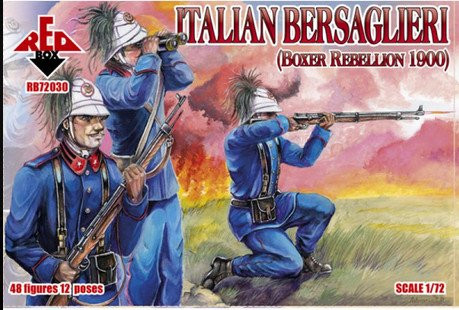 Plastic Model Figures Italian Bersaglieri 1900 48 Figures in 12 Poses 1/72 RED Box 72030