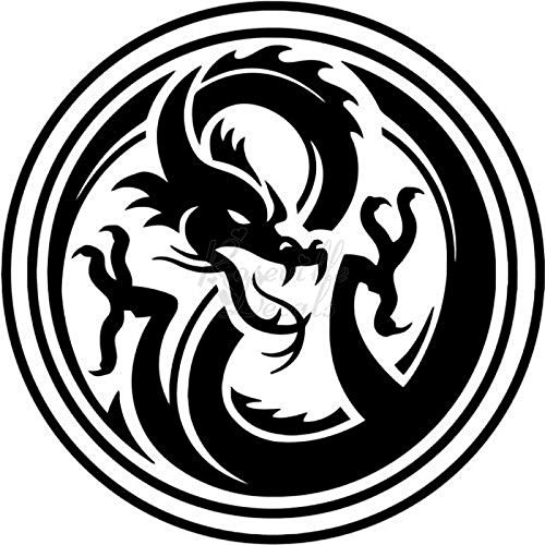 Tribal Dragon Vinyl Decal Sticker for Home Office Decor Vehicle Window Sign Size- 15 inch / 38 cm Tall and Color- Gloss Black