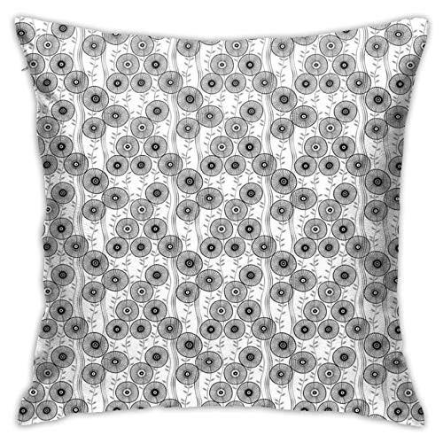 GULTMEE Pillow Covers 18x18 Inch,Simplistic Drawn Wagon Wheel Figures On Twiggy Lines with Leaves,Throw Pillow Covers Holiday Decor