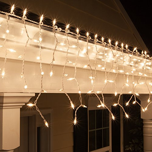 Kringle Traditions 8.5 ft 150 Clear Icicle Lights - White Wire, Indoor/Outdoor Christmas Lights, Outdoor Holiday Icicle Lights Kringle Traditions 8.5 ft 150 Clear Icicle Lights - White Wire, Indoor/Outdoor Christmas Lights, Outdoor Holiday Icicle Lights