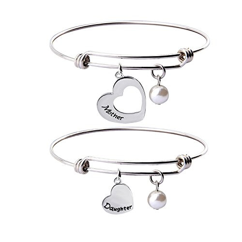 Mother Daughter Bracelet Set of 2 Matching Heart Mom and Me Jewelry Mother daughter bangle set Mother Daughter Bracelet Set of 2 Matching Heart Mom and Me Jewelry Mother daughter bangle set