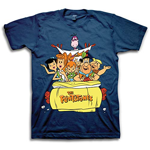 The Flintstones Mens T-Shirt Large, Navy
