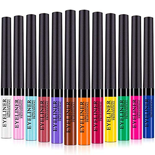 Matte Liquid Eyeliner Set,12 Colors Matte Liquid Eyeliner Bright Pigmented Glitter Colorful long Lasting Waterproof/Smudgeproof Matte Eye Liner Pen Set for women girls