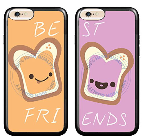 BRGiftShop Set of 2 BFF Peanut Butter and Jelly Rubber Phone Case Back Cover for iPhone 8 Plus / 7 Plus / 6 Plus