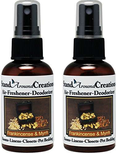 Set of 2 - Highly Concentrated Air Freshener/Room Deodorizer sprays For Cars/Bath Rooms/Pet bedding/Linen closets/Etc. 2oz. Scent Frankincense And Myrrh