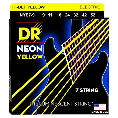 DR Strings NYE79 9-52 Lite Set Handmade Neon Hi-Def Yellow Coated 6-String Bass Strings