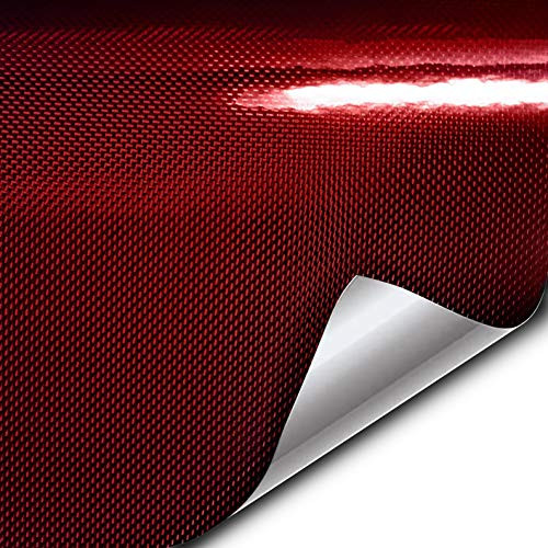 VViViDplus  Kevlar Red High-Gloss Vinyl Car Wrap 1ft x 5ft Premium Paint Replacement Film Roll with Diamond Air Release Technology, Non-Stretch Protective Cap Liner, Self Adhesive