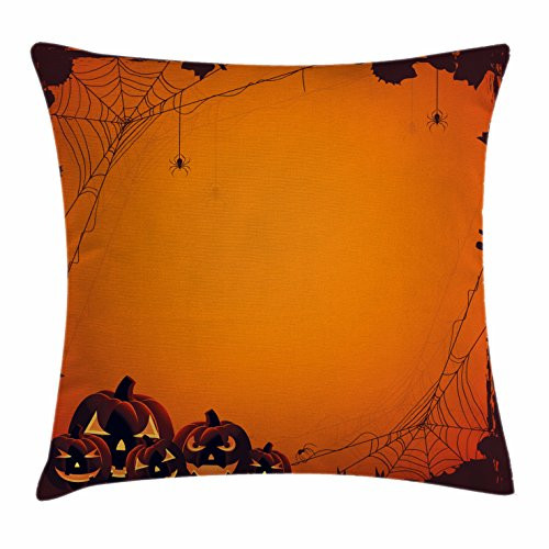 Ambesonne Halloween Throw Pillow Cushion Cover, Grunge Spider Web Jack O Lanterns Horror Time of Year Trick Or Treat Print, Decorative Square Accent Pillow Case, 16inch X 16inch , Orange Seal Brown Ambesonne Halloween Throw Pillow Cushion Cover, Grunge Spider Web Jack O Lanterns Horror Time of Year Trick Or Treat Print, Decorative Square Accent Pillow Case, 16inch X 16inch , Orange Seal Brown