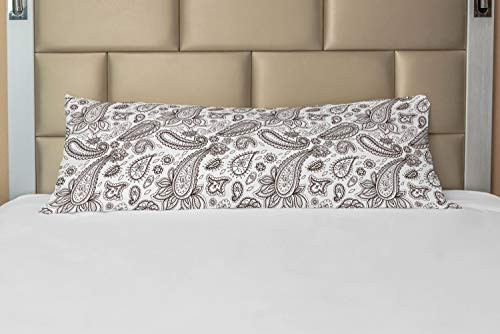 Ambesonne Brown Paisley Body Pillow Case Cover with Zipper, Classical Almond Like Shape Zentangle Look Fashion Print on Plain Background, Decorative Accent Long Pillowcase, 21inch x 54inch , Brown White Ambesonne Brown Paisley Body Pillow Case Cover with Zipper, Classical Almond Like Shape Zentangle Look Fashion Print on Plain Background, Decorative Accent Long Pillowcase, 21inch x 54inch , Brown White