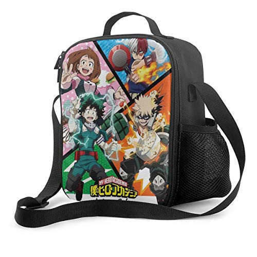 Premium Lunch Box, My Hero Academia Lunch Bag for Women Men Leakproof Reusable Cooler Bag Suitable for Picnic School Office Picnic Beach