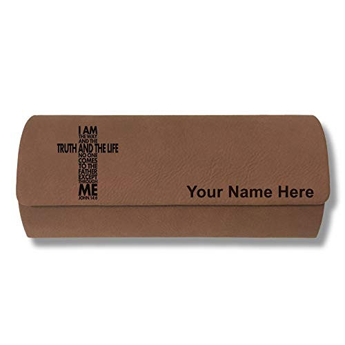 Sunglass Case, Bible Verse John 146, Personalized Engraving Included Dark Brown