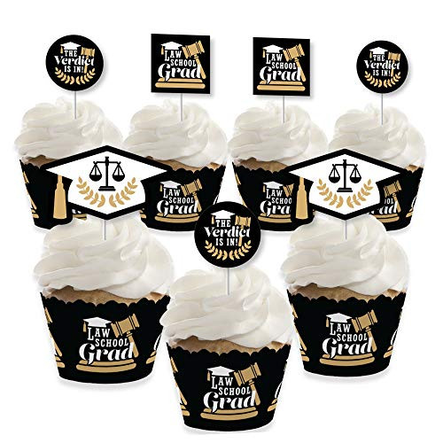 Big Dot of Happiness Law School Grad - Cupcake Decoration - Future Lawyer Graduation Party Cupcake Wrappers and Treat Picks Kit - Set of 24