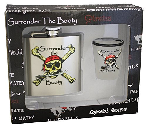 Surrender The Booty Flask and Shot Glass Set