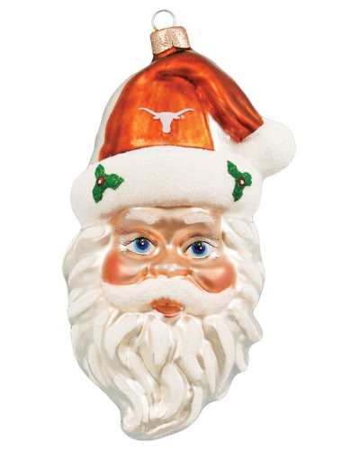 NCAA Texas Longhorns NCAA Glass Santa Head Ornament