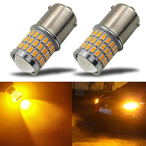 iBrightstar Newest 9-30V Super Bright Low Power 7507 PY21W BAU15S 2641A LED Bulbs with Projector replacement for Turn Signal Lights,Amber Yellow