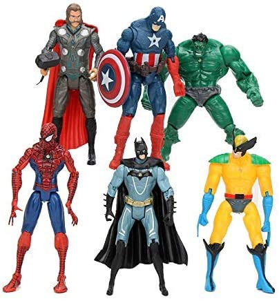 Super Hero Adventures Figures Set of 6 PCS  Action Figure Set  Includes Batman, Hulk, Superman, Thor, Ironman  and  Captain America  PVC Figure Toy Dolls Legends Collectible Model  Hero Cake Topper