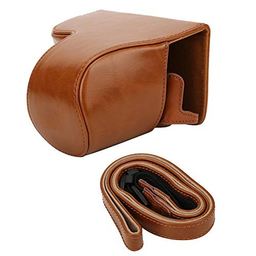 PU Camera Bag,PU Leather Camera Bag Package Removable Battery Case with Shoulder Strap for Sony A6400 ILCE-a6400Brown