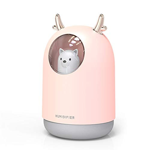 OWOK Cool Mist Humidifier, Portable Cool Mist Humidifier, Small Cool Mist Humidifier, 300ml USB Mini Air Humidifier, 7-Color Night Light Indoor Humidifier, for Bedroom Desk, Car, Travel, Green