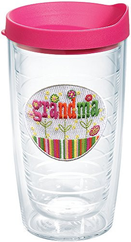 Tervis 1059911 Hallmark - Grandma Tumbler with Emblem and Fuchsia Lid 16oz, Clear