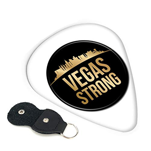 Khyijlo We are Las Vegas We are Strong Classic Guitar Picks Holder Case with 6 Guitar Picks and Guitar Picks Leather 0.46mm