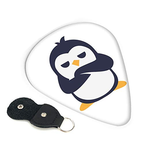 Khyijlo Shadow of The Penguin Logo Classic Guitar Picks Holder Case with 6 Guitar Picks and Guitar Picks Leather 0.71mm