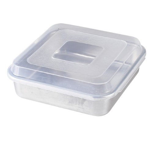 Nordic Ware Natural Aluminum Commercial Square Cake Pan with Lid, Exterior 9.88 x 9.88 Inches Nordic Ware Natural Aluminum Commercial Square Cake Pan with Lid, Exterior 9.88 x 9.88 Inches