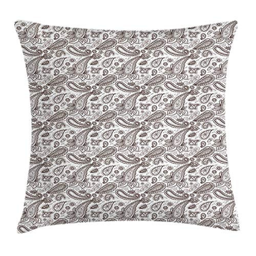 Ambesonne Brown Paisley Throw Pillow Cushion Cover, Classical Almond Like Shape Zentangle Look Fashion Print on Plain Background, Decorative Square Accent Pillow Case, 16inch X 16inch , Brown White Ambesonne Brown Paisley Throw Pillow Cushion Cover, Classical Almond Like Shape Zentangle Look Fashion Print on Plain Background, Decorative Square Accent Pillow Case, 16inch X 16inch , Brown White