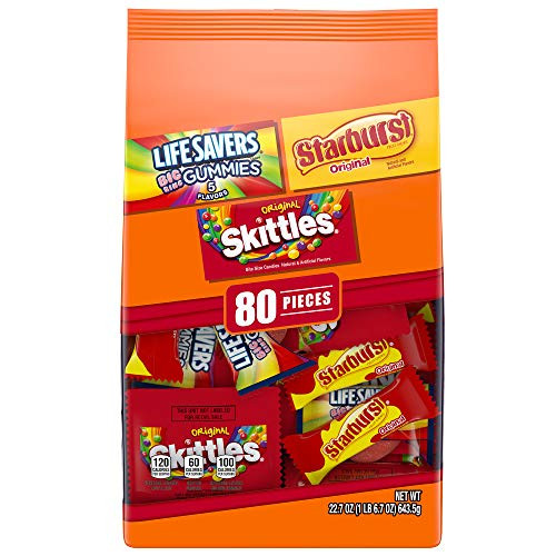 Skittles STARBURST and LIFE SAVERS Christmas Candy Fun Size Variety Mix, 22.7 Ounce 80 Pieces Skittles STARBURST and LIFE SAVERS Christmas Candy Fun Size Variety Mix, 22.7 Ounce 80 Pieces