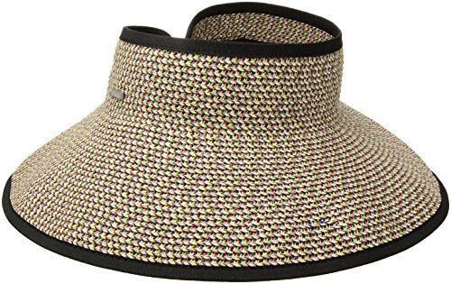 San Diego Hat Company Women's Ultrabraid Visor with Ribbon Binding, and Sweatband, Mixed Black/Bright, One Size