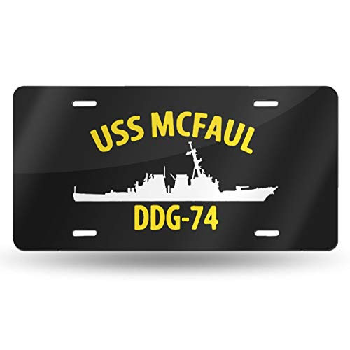 QAAIFSQC USS McFaul Ddg-74 License Plate Metal Aluminum Vanity Auto Car Tag for Decoration 6x12 Inchs