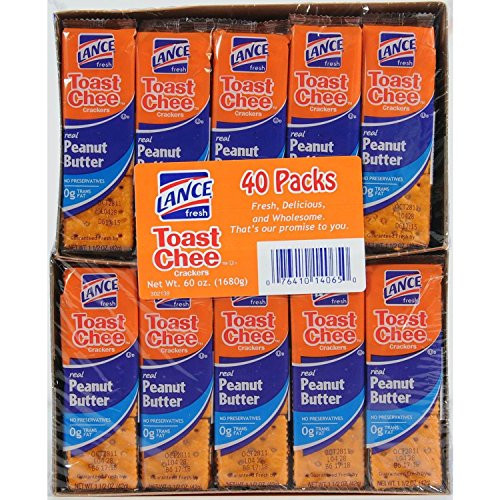 Lance Toast Chee Peanut Butter Crackers, 40 Count Pack of 2