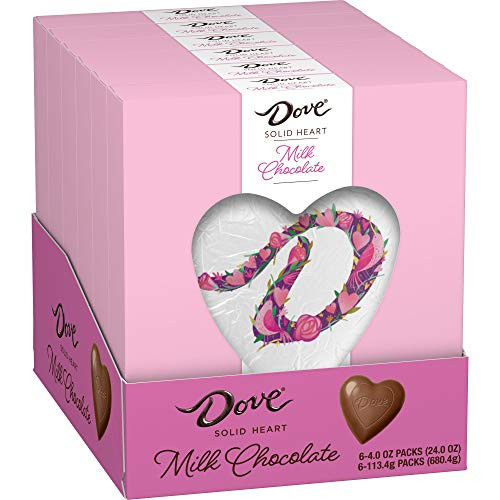DOVE Valentine's Day Solid Milk Chocolate Candy Heart, 4-Ounce Pack Of 6 DOVE Valentine's Day Solid Milk Chocolate Candy Heart, 4-Ounce Pack Of 6