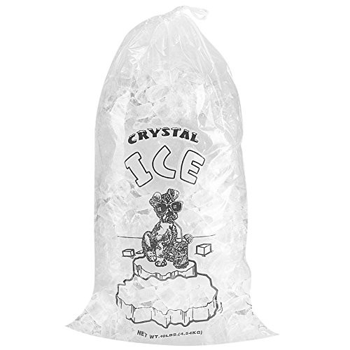 Crystal Clear Commercial Ice Bags with Drawstring 10 lb or 20 lb - Extra STRONG, Reusable, Puncture-Proof - Safe Food Grade Plastic 1.5 mil 20lb Pack of 50