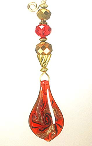 Handcrafted Blown Glass Peacock Red Ceiling Fan Pull Chain