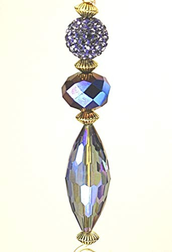 Reflective Multi-Faceted Iridescent Purple Glass and Rhinestone Ceiling Fan Pull / Light Pull Chain