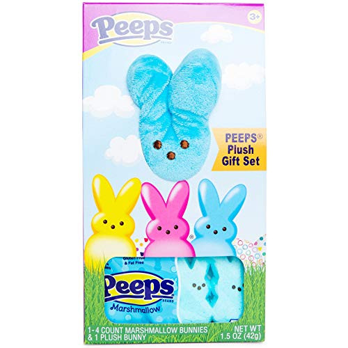 Peeps Gift Set - Blue Marshmallow Peeps Bunnies with Blue Peeps Plush