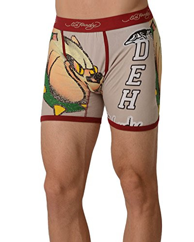 Ed Hardy Men's Athletic Bulldog Vintage Boxer Brief - Stone - Large