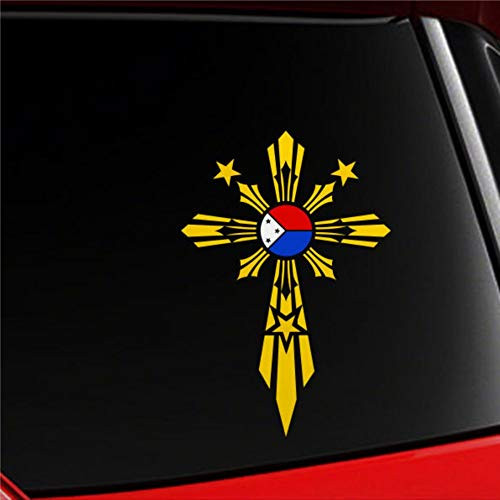 Filipino Vinyl Car Decal Unique Cross 2 Philippine Flag Stickers Car Decal Window Decal Vinyl Decal Die Cut Decals Funny Laptop Stickers Bumper Stickers Gift