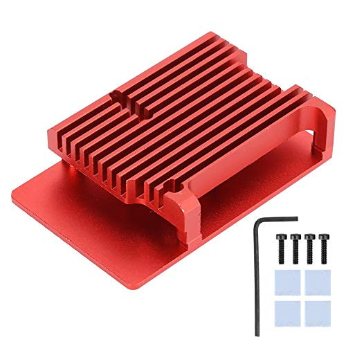 Vbestlife Protective Box Case for for Raspberry Pi 4 Bplus , CNC Aluminum Alloy Case Cover,Red Enclosure Match for Raspberry Pi 4 Computer Model B