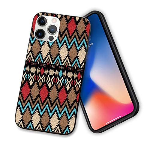 Aztec Compatible with New iPhone 12 Series 2020 Case,Design Abstract Colorful Shapes Latin American Inspired Print,Design Flexible Slim TPU Case Design for iPhone 12 Pro 6.1inch  Brown Blue