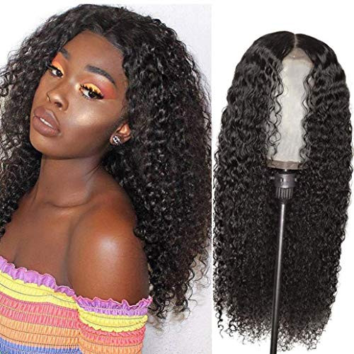 Brazilian Kinky Curly Lace Front Human Hair Wigs 13x2 Lace Front Wig Middle Part Curly Wigs for Black Women with Baby Hair Pre Plucked 150 Density smoora Black