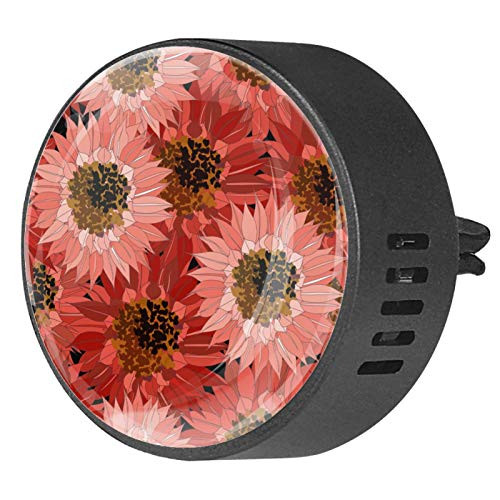 Red Sunflowers 2pcs Car Diffuser Aromatherapy Essential Oil Diffuser EVA Locket Air Freshener Vent Clip for Car Office Home