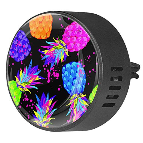 Abstract Bright Pineapple Pattern 2pcs Car Diffuser Aromatherapy Essential Oil Diffuser EVA Locket Air Freshener Vent Clip for Car Office Home
